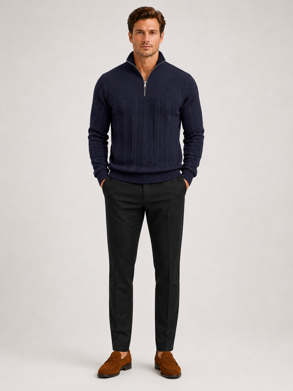 Men's jacquard quarter-zip sweater — additional view