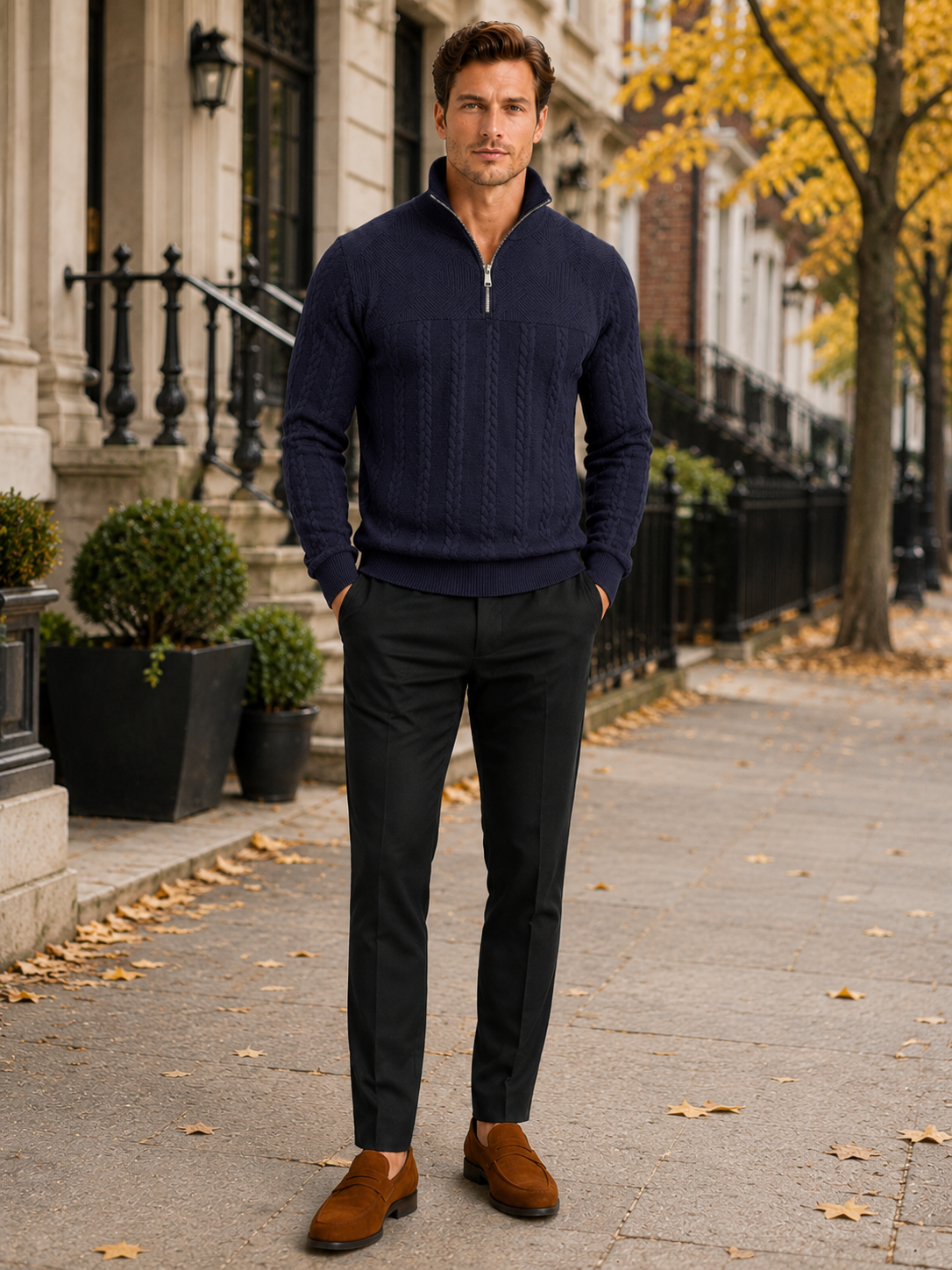 Men's jacquard quarter-zip sweater — additional view