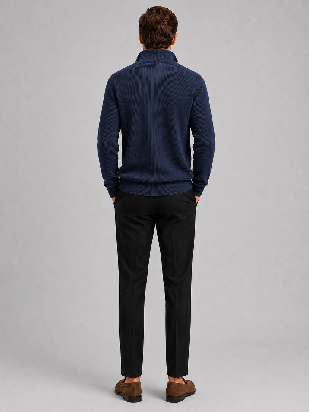 Men's ribbed stand-collar quarter-zip sweater — additional view