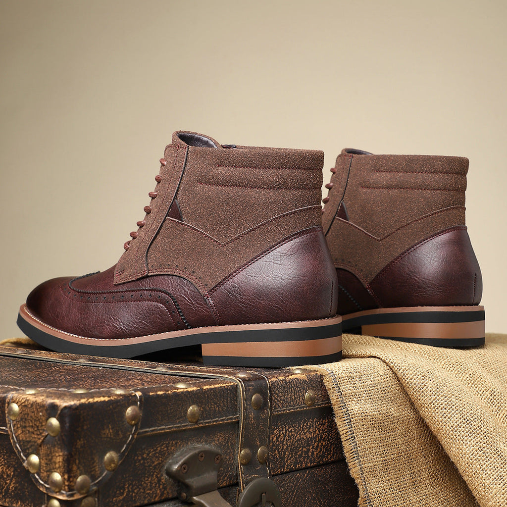 Men's leather suede brogue boots — additional view