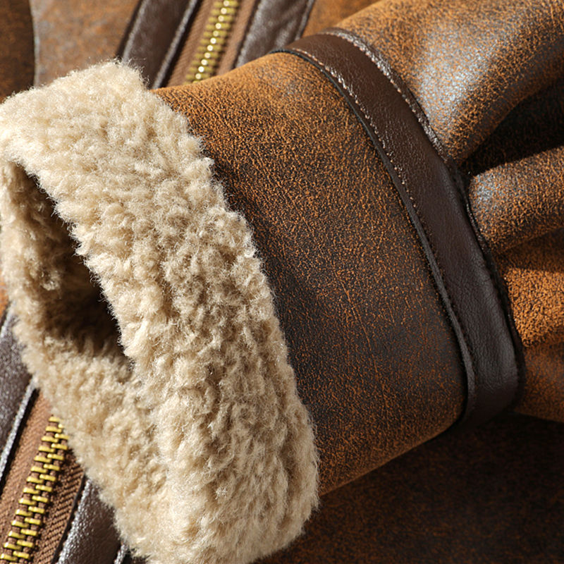 Men's fleece-lined suede jacket — additional view