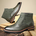 Men's leather suede brogue boots in sage green