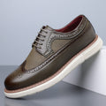 Men's wingtip brogue derby shoes in olive green