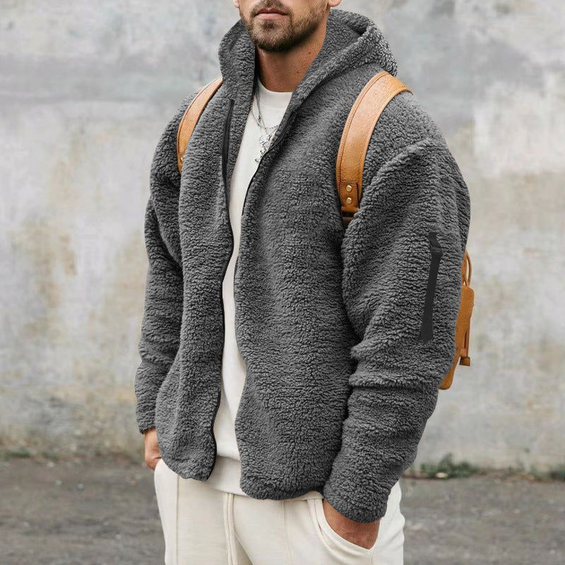 Men's double-sided velvet hooded jacket — additional view