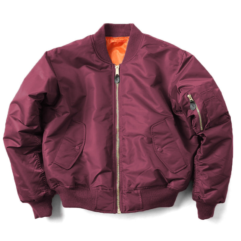 Men's padded harrington bomber jacket in burgundy — additional view