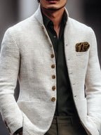 Men's stand-collar button jacket — additional view
