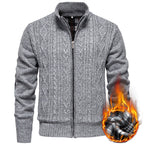 Men's chunky cable stand-collar cardigan — additional view