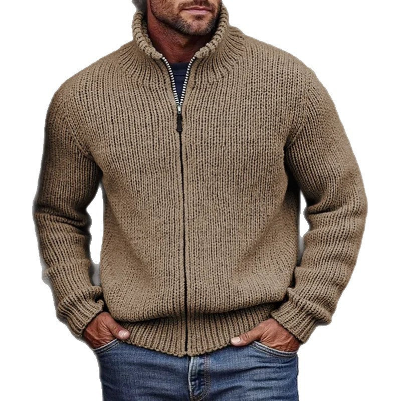 Men's chunky stand-collar cardigan — additional view