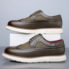 Men's wingtip brogue derby shoes — detail view