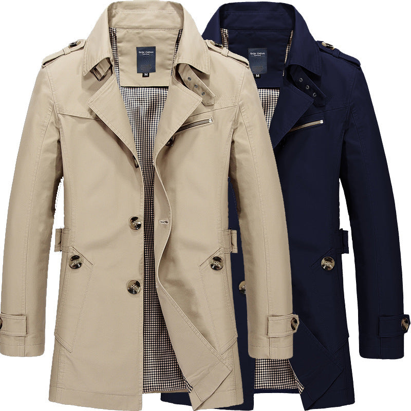 Men's mid-length cotton casual jacket
