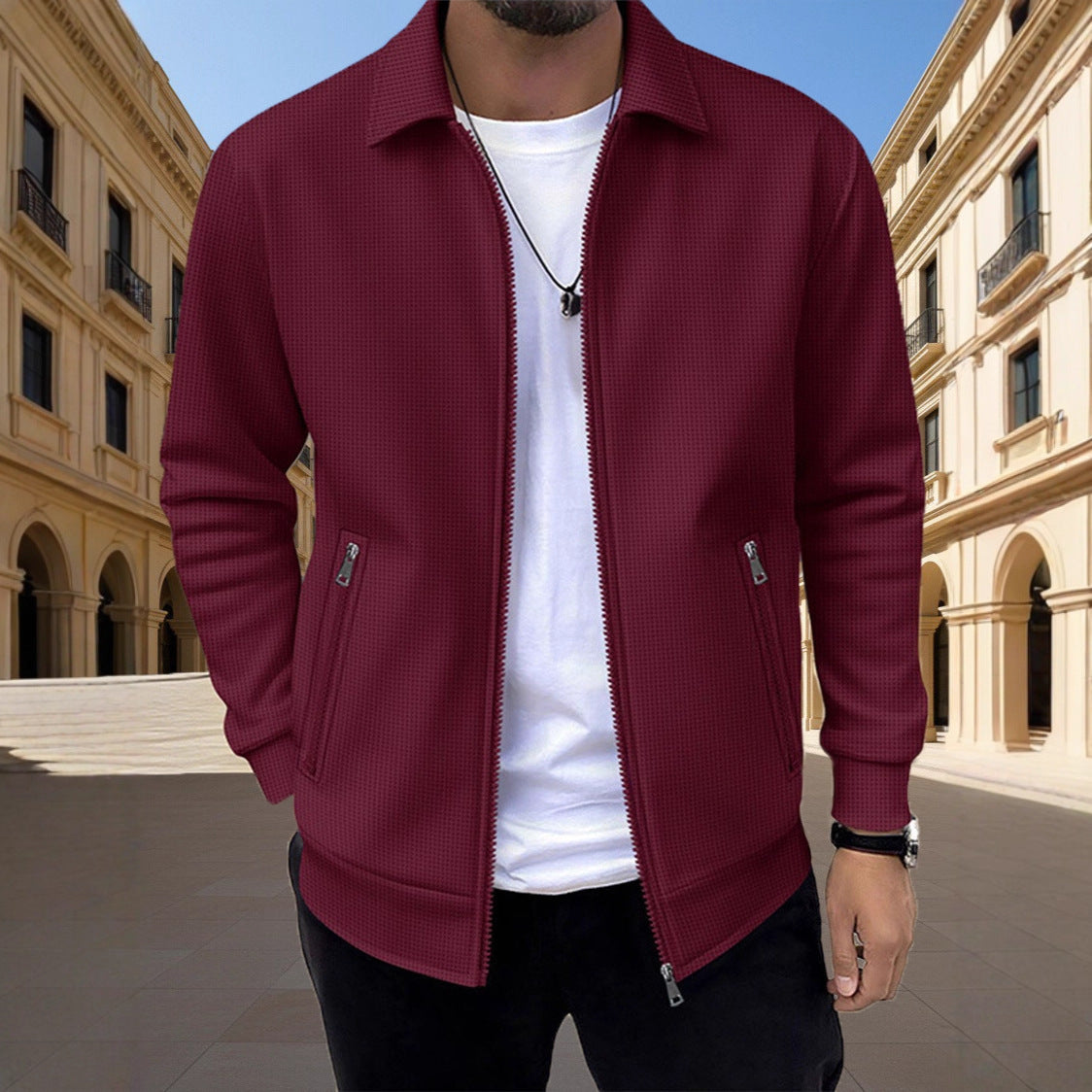 Men's slim-fit zip pocket cardigan — additional view