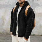 Men's double-sided velvet hooded jacket — detail view