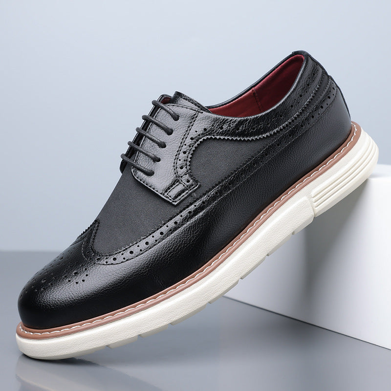 Men's wingtip brogue derby shoes in black — additional view