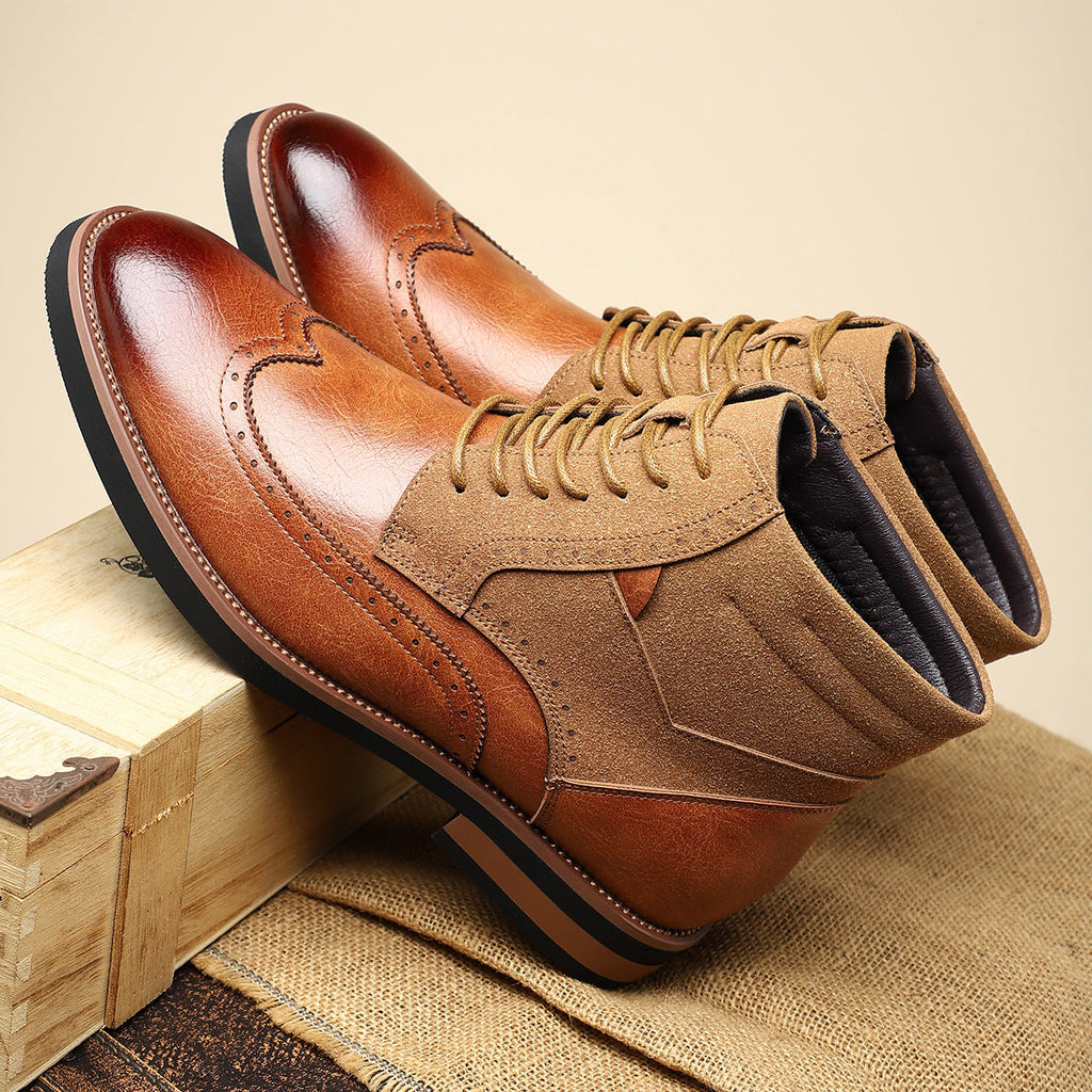 Men's leather suede brogue boots — additional view