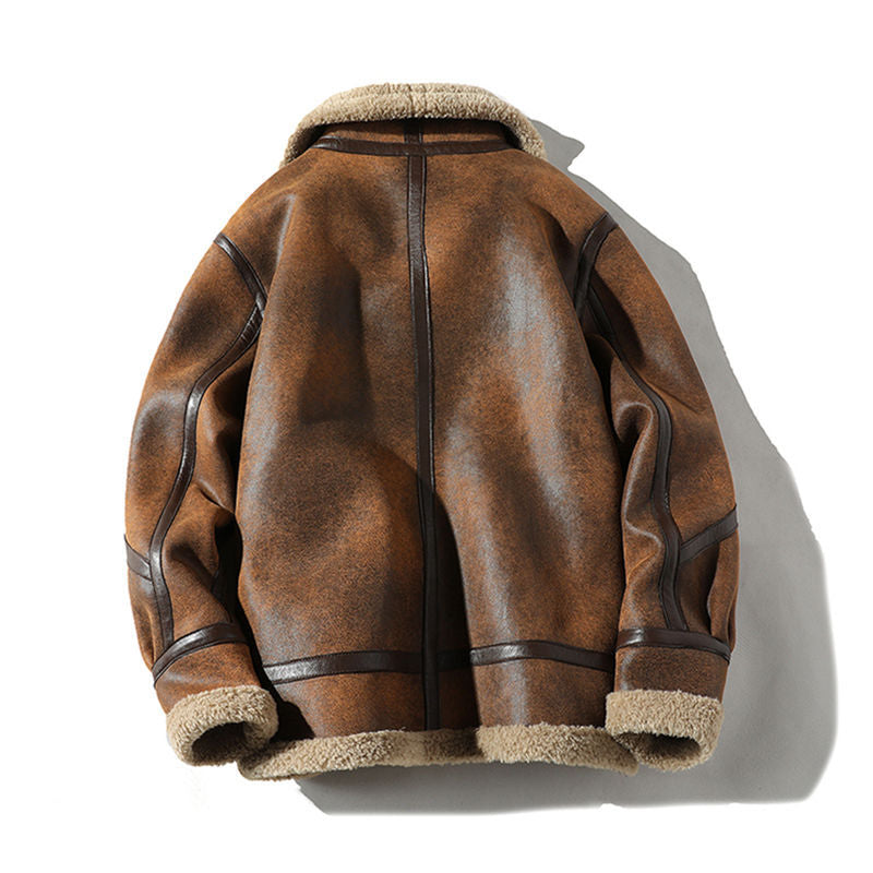 Men's fleece-lined suede jacket — alternate view