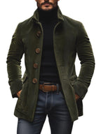 Men's button-front stand-collar jacket