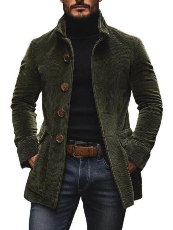 Men's button-front stand-collar jacket