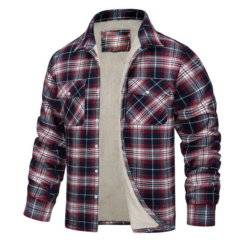Men's single-breasted checked coat — detail view