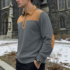 Men's embroidered lapel knit sweatshirt — alternate view