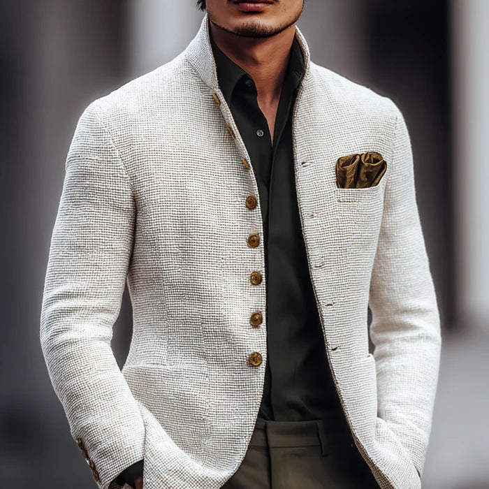 Men's stand-collar button jacket — additional view
