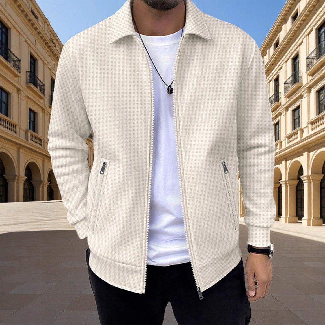Men's slim-fit zip pocket cardigan — additional view