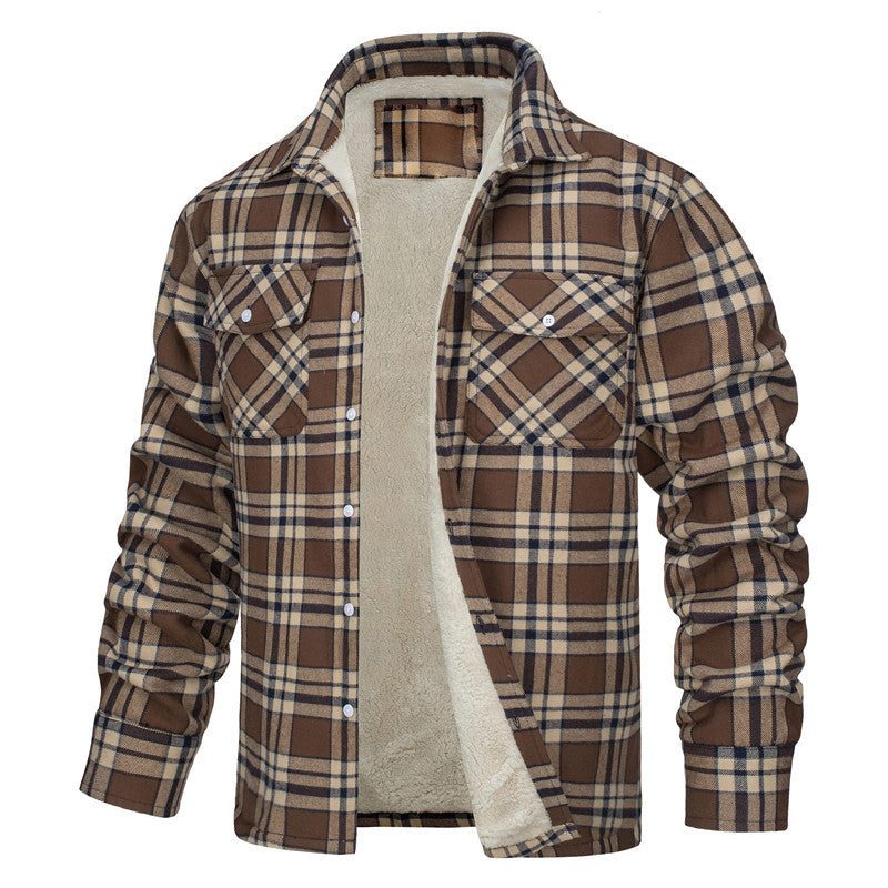 Men's single-breasted checked coat — additional view