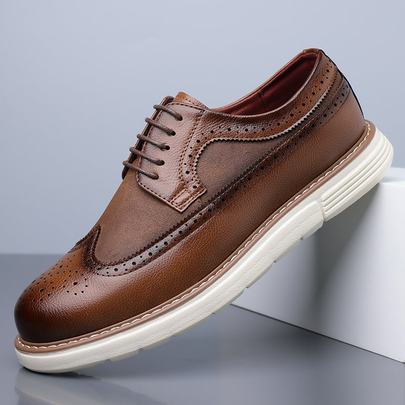 Men's wingtip brogue derby shoes in brown — additional view