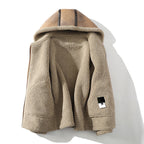 Men's zip-up sherpa-lined hooded jacket — detail view