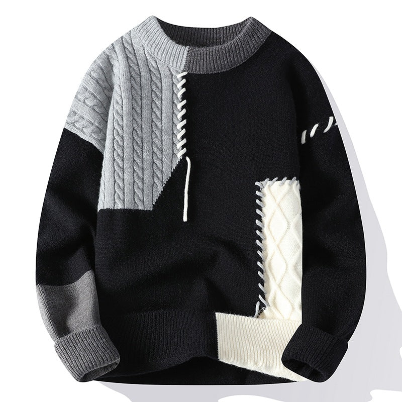 Men's loose-fit crew neck sweater — detail view