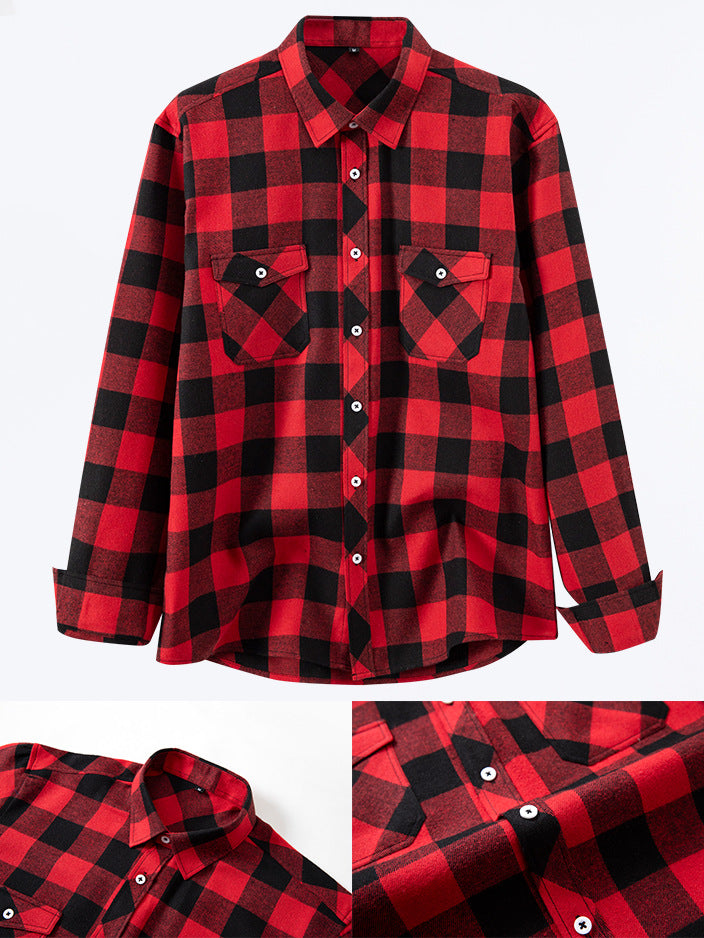 Men's checked long sleeve shirt — detail view