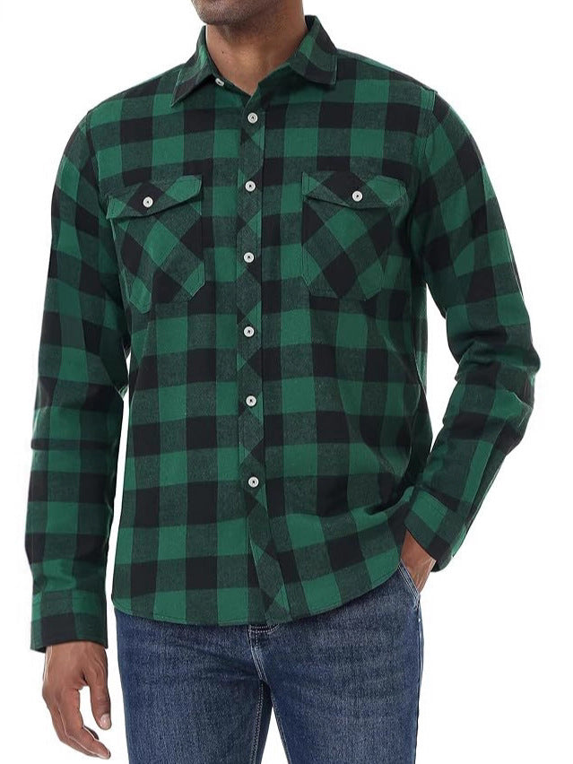 Men's checked long sleeve shirt