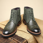 Men's leather suede brogue boots — alternate view