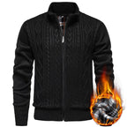 Men's chunky cable stand-collar cardigan — additional view