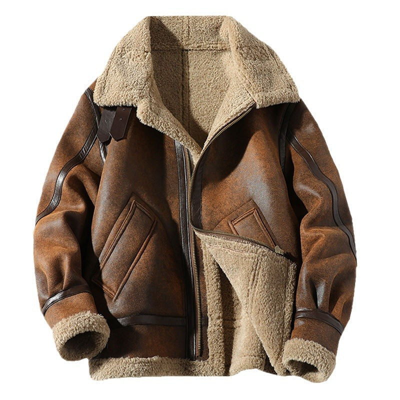 Men's fleece-lined suede jacket — additional view