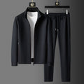 Men's two-piece zip tracksuit set in schwarz