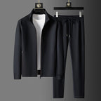 Men's two-piece zip tracksuit set in schwarz