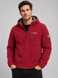 Men's windproof hooded fleece jacket in red