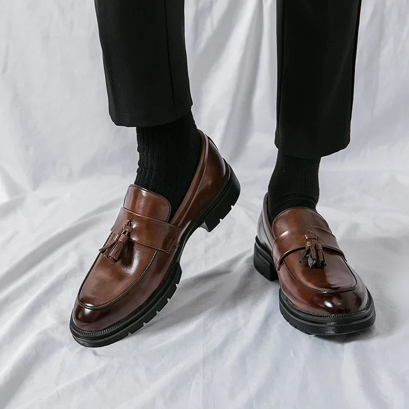 Men's leather penny loafers — detail view