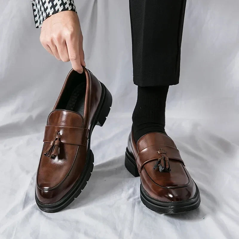 Men's leather penny loafers in brown