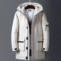 Men's insulated hooded winter parka in cream