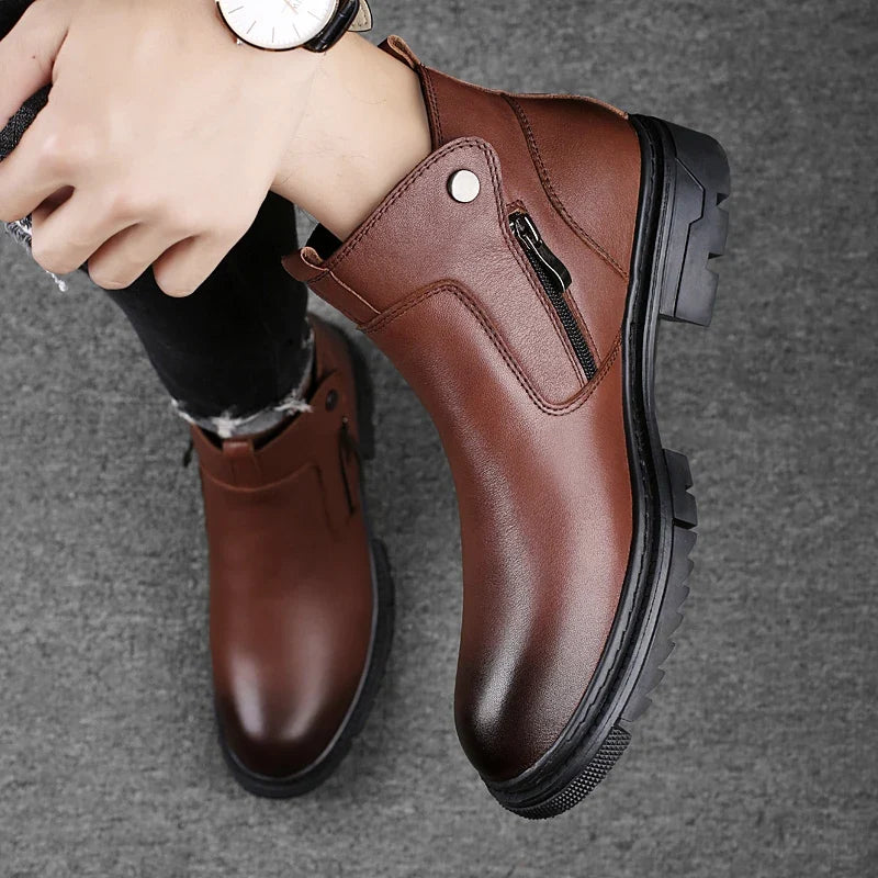 Men's side-zip leather boots — additional view