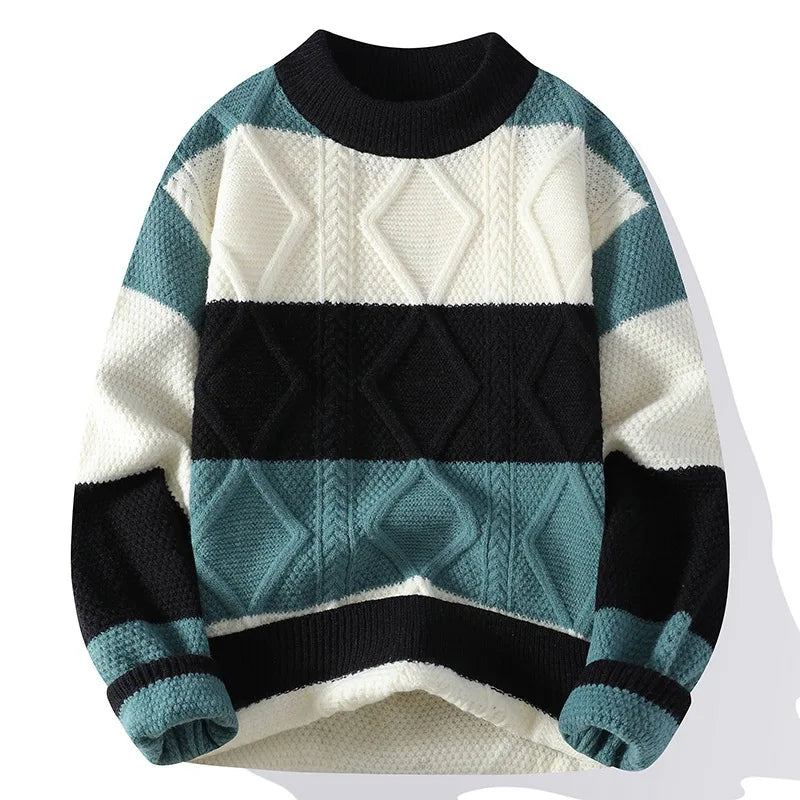 Men's color block cable knit sweater — additional view