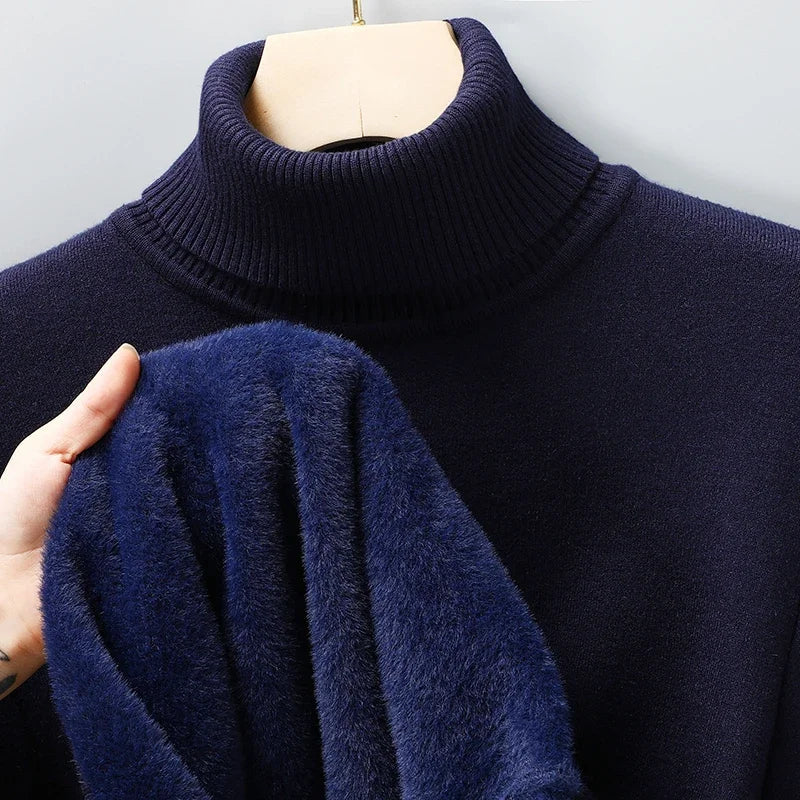 Men's wool turtleneck knit sweater — additional view
