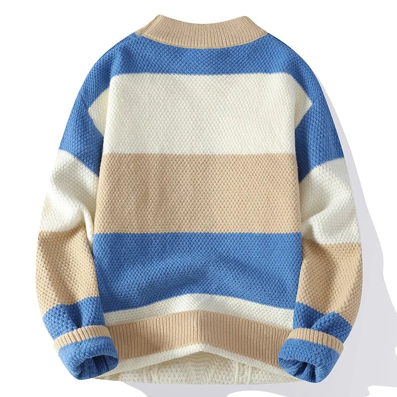 Men's color block cable knit sweater — additional view