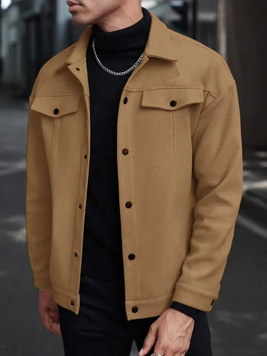 Men's wool button-up shirt jacket — alternate view