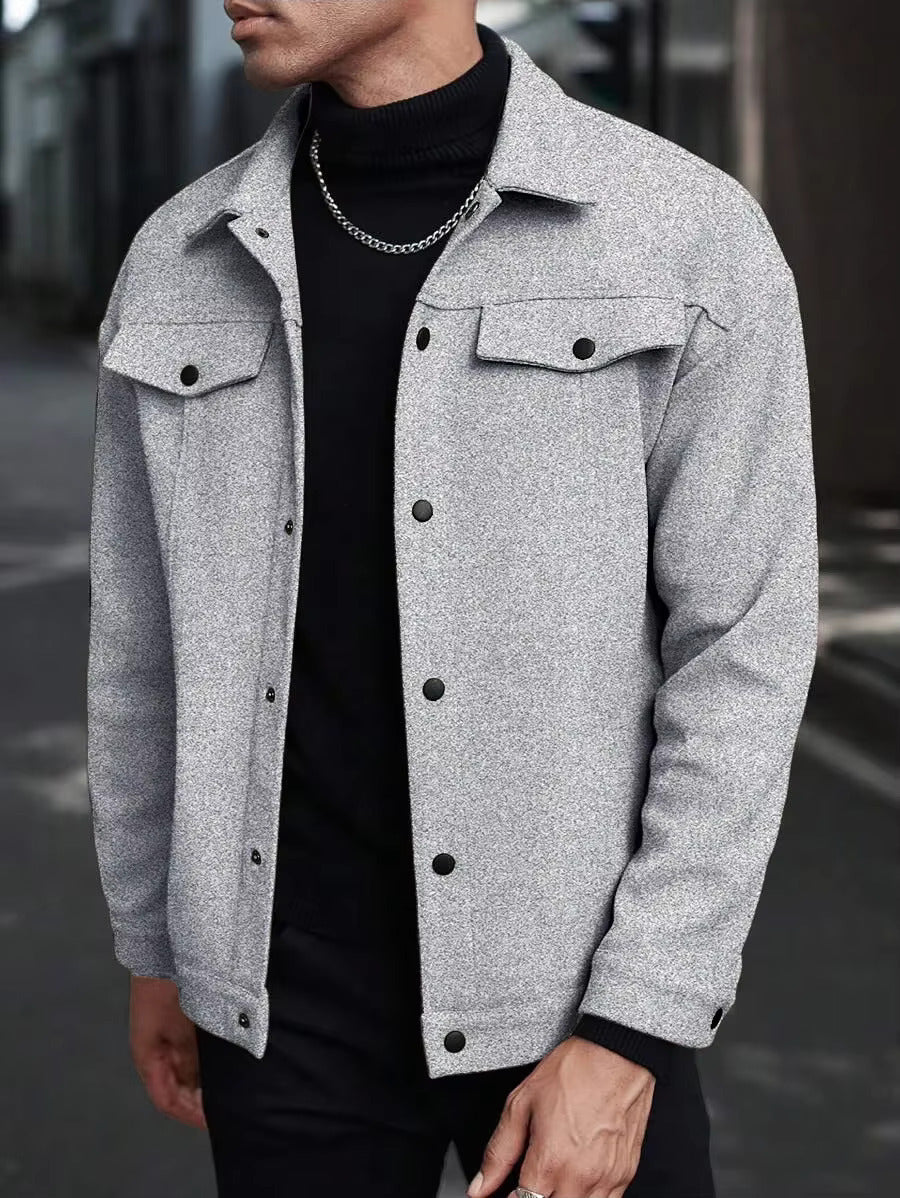Men's wool button-up shirt jacket — additional view