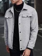 Men's wool button-up shirt jacket — additional view