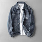 Men's cotton denim trucker jacket in blue