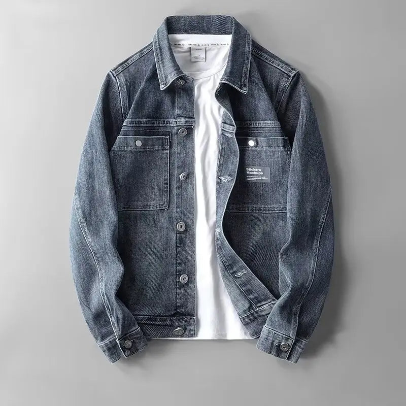 Men's cotton denim trucker jacket in blue