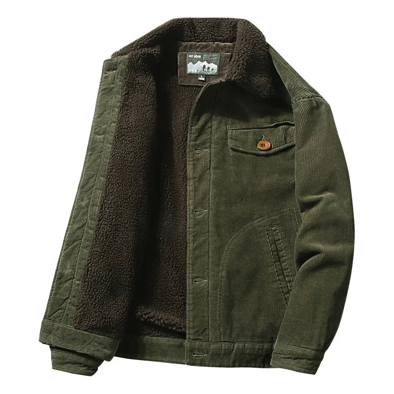 Men's sherpa-lined rugged work jacket in green — additional view
